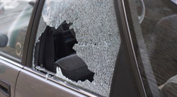 Broken car glass