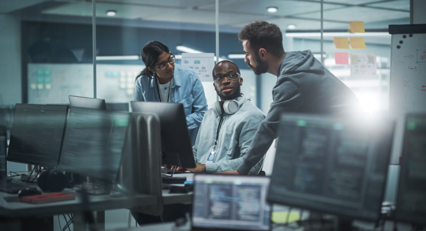 Team members working in datacenter