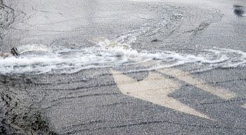 road flooded with water